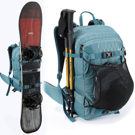 NITRO Slash 25 PRO 2025 | plecak snowboard / splitboard | usztywniaczem i mocowaniem na kask | kompatybilny z bukłakiem i protektorem KOROYD | arctic