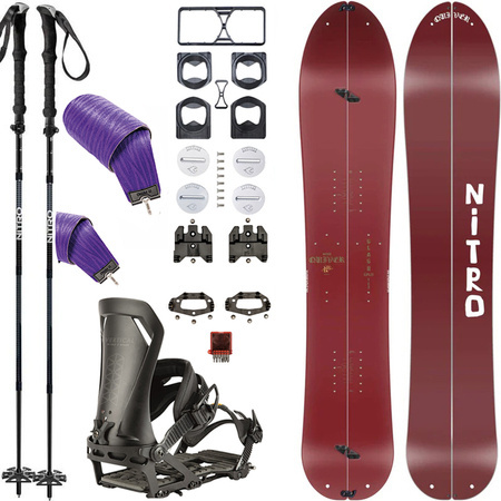 ZESTAW NITRO 2025: Slash 3D & Vertical by KOHLA + Vertical ST & pucks x SPARK R&D + Foldable 4pcs ALU | splitboard & foki + wiązania & pucki + kije | 162cm