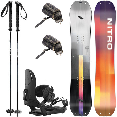 ZESTAW 2024: NITRO Team Split & Peak by KOHLA + UNION Charger + NITRO Foldable 4pcs ALU | splitboard & foki + wiązania + kije | 159cm