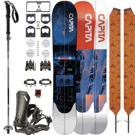 ZESTAW 2023: CAPITA Neo Slasher & UNION Climbing Skins by MONTANA + NITRO Vertical & IBEX x SPARK R&D + NITRO Foldable 4pcs ALU | splitboard & foki + wiązania & pucki + kije | 151cm