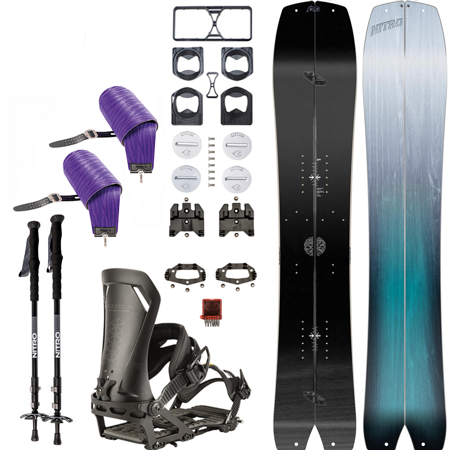 ZESTAW NITRO 2023: splitboard & foki / NITRO Squash & Vertical by KOHLA + wiązania x SPARK Vertical ST + pucki IBEX + kije CARBON Telescopic | 159cm