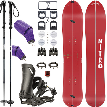 ZESTAW NITRO 2025: Slash 3D & Vertical by KOHLA + Vertical ST & pucks x SPARK R&D + Foldable 4pcs ALU | splitboard & foki + wiązania & pucki + kije | 156cm