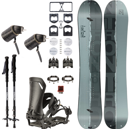 ZESTAW NITRO 2025: splitboard & foki / NITRO Nomad & Peak by KOHLA + wiązania Vertical ST x SPARK R&D + pucks + kije CARBON