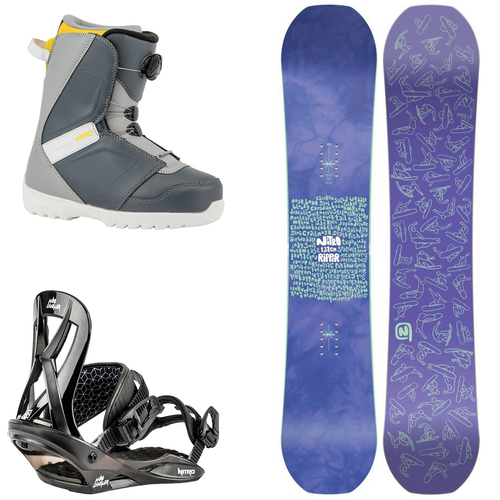 Juniorski zestaw NITRO 2023: snowboard Ripper Youth + wiązania Charger Mini S + buty DROID BOA