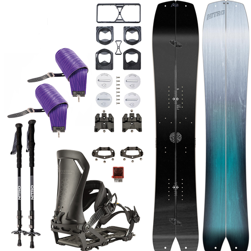 ZESTAW NITRO 2023: splitboard & foki / NITRO Squash & Vertical by KOHLA + wiązania xSPARK Vertical ST + pucki IBEX + kije CARBON Telescopic | 159cm 